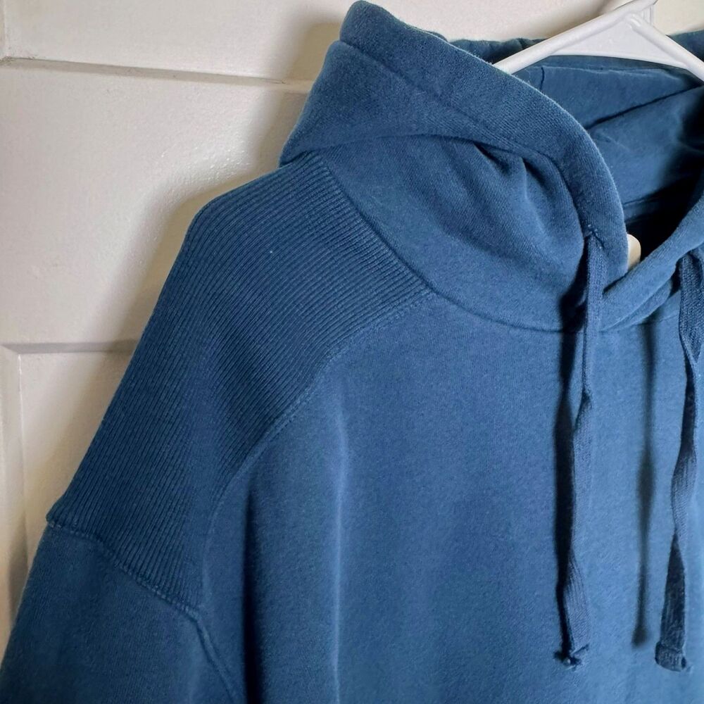 PUMA Men's L Graphic Box Logo Hoodie Dark Teal Blue Pullover Fleece Sweatshirt